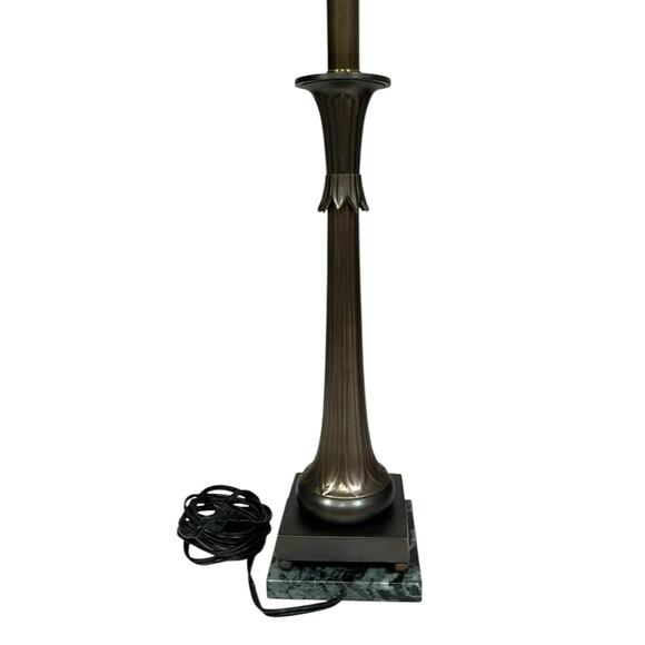 Vintage Wildwood Table Lamp Antique Brass Green Marble Fluted Art Deco Revival - Picture 8 of 15